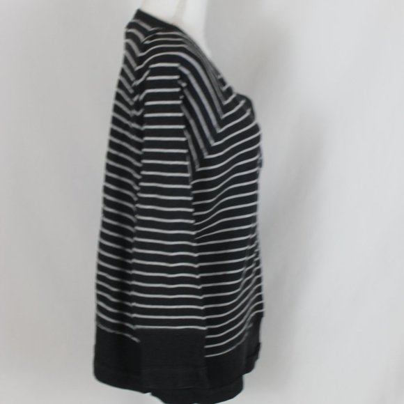 AXCESS HENLEY SWEATER WOMAN SIZE XL DARK & LIGHT GRAY STRIPED BUTTON FRONT L/S - Picture 9 of 11